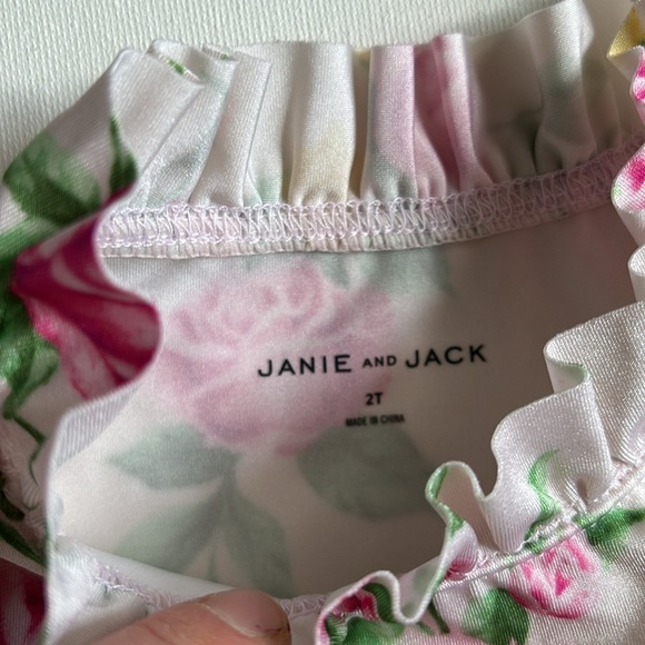 Janie and Jack Floral Long Sleeve Rashguard Top with Ruffle Details  - 2T - Picture 7 of 7